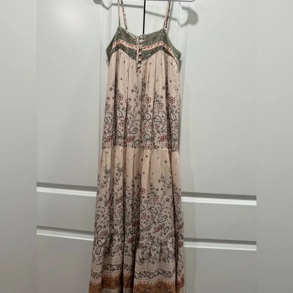 Floral Maxi Dress in Cream and Green - Picture 7 of 9